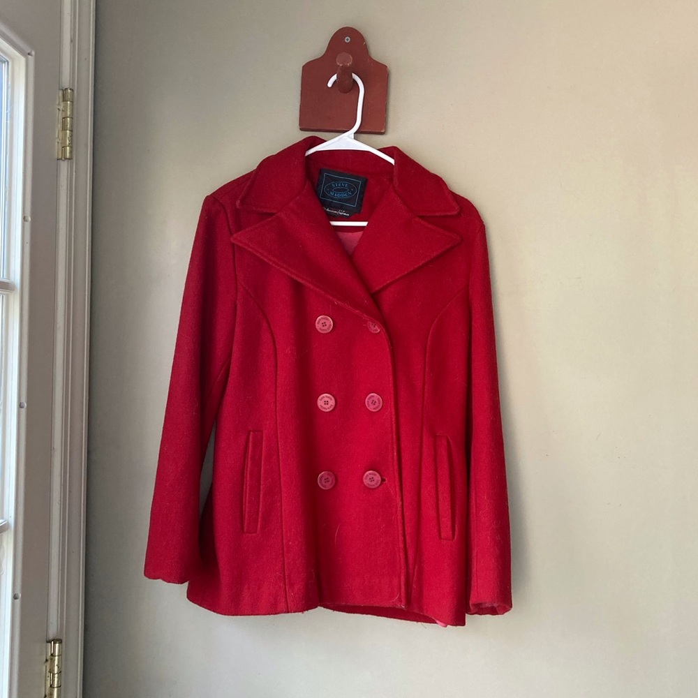 Vintage Steve Madden Made in the USA Red Wool Peacoat S